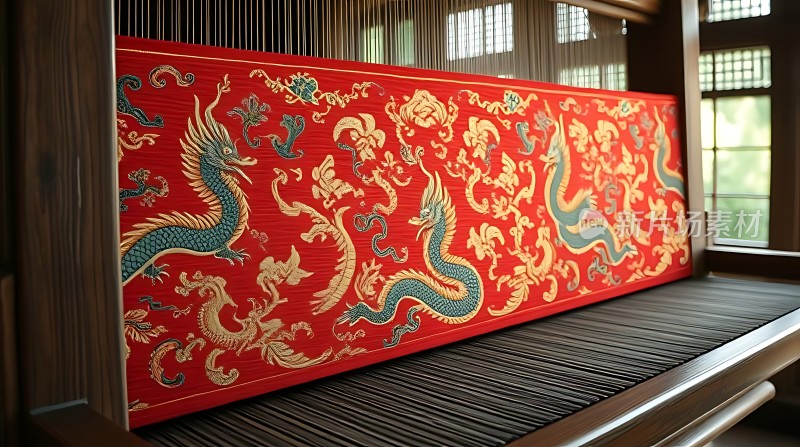 红色龙纹古筝