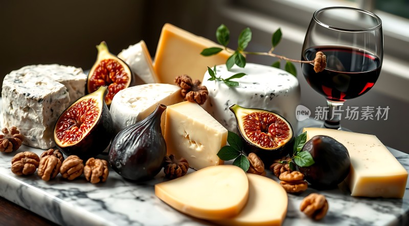 美酒佳肴奶酪水果坚果
