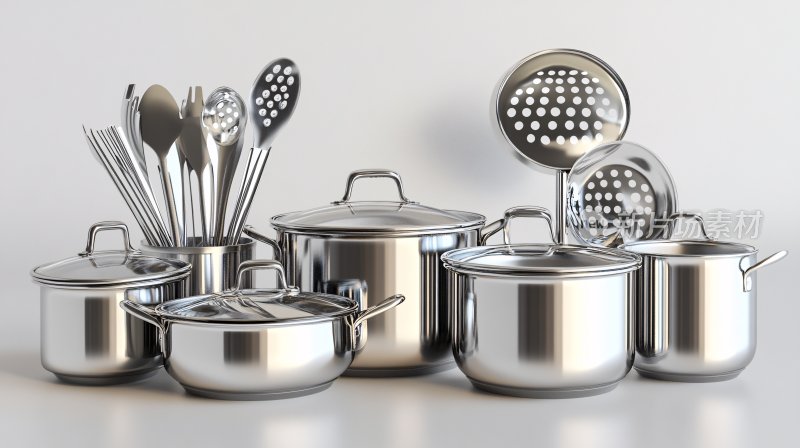 不锈钢锅具与厨具组合