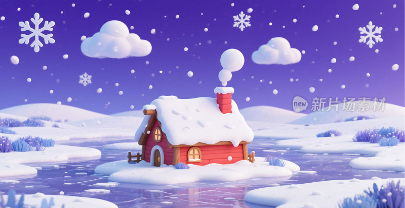 冬日童话小屋雪景