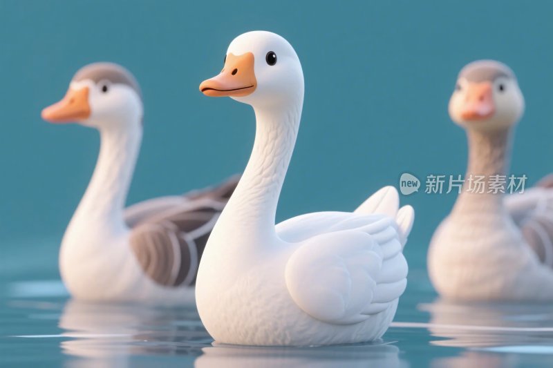 卡通鸭子游泳图