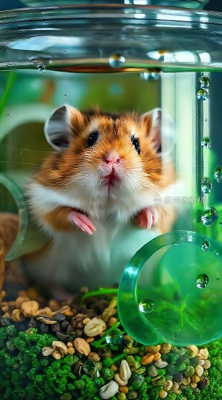 仓鼠探出头望向外面