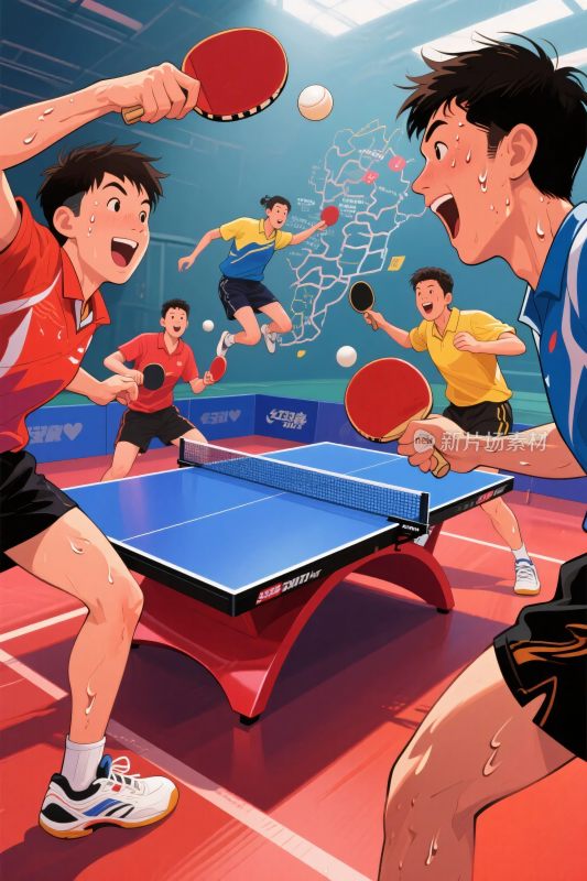 乒乓球运动竞技场景