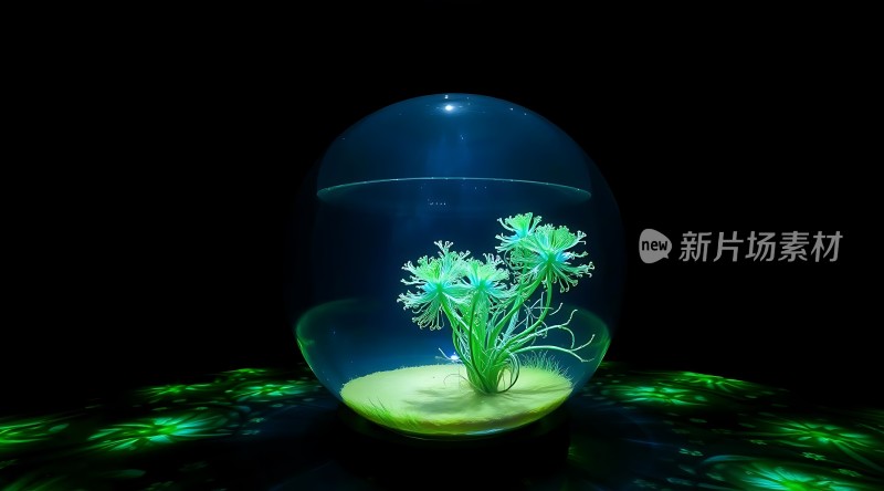 绿色植物在透明球体中生长