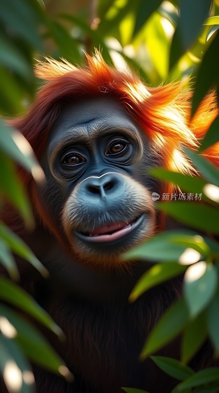 红毛猩猩探出头