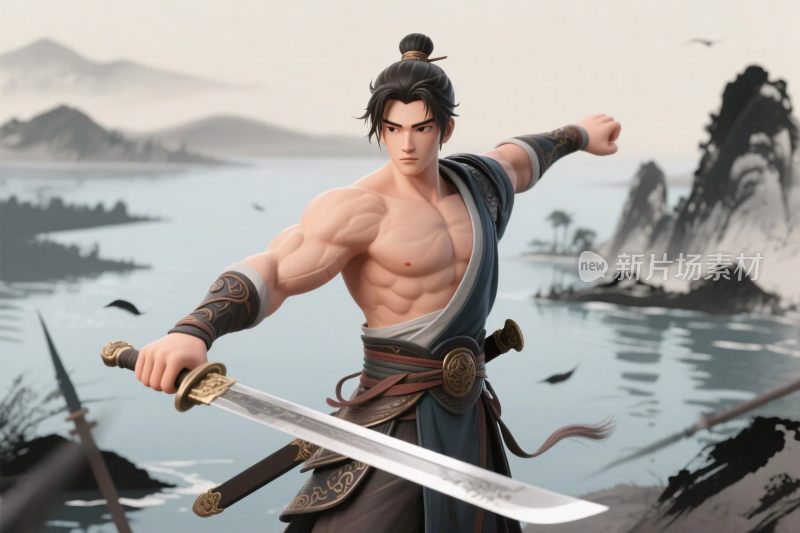 古风武侠斗士插画