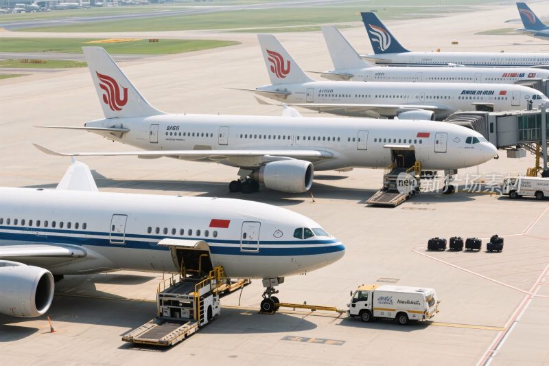 机场停机坪上的飞机