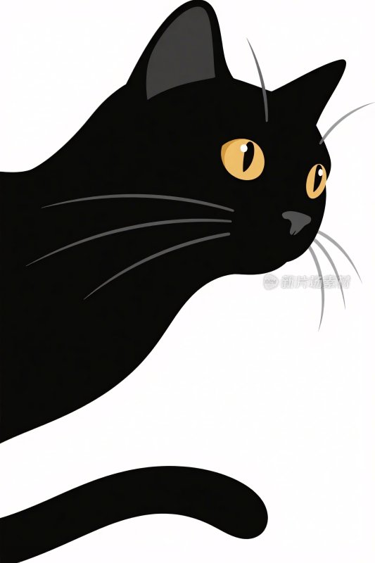 黑猫卡通插画