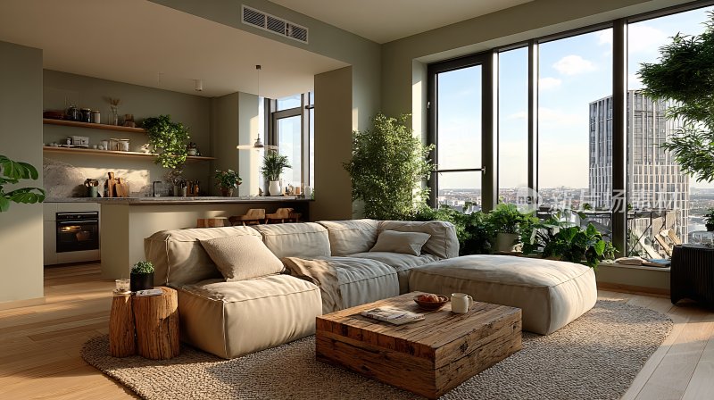 现代风格舒适客厅室内景象