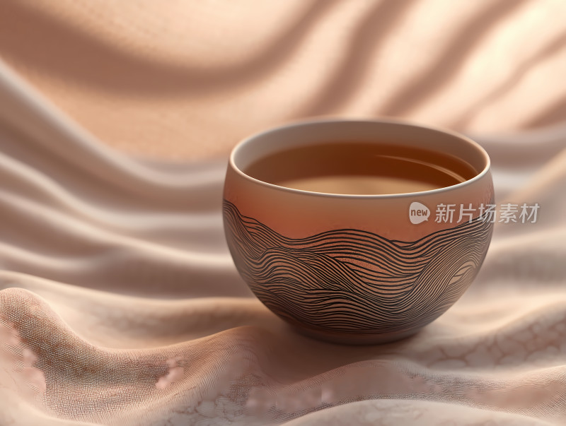 敦煌壁画风格的一杯茶