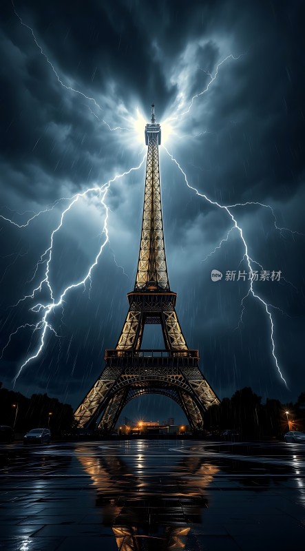 巴黎铁塔闪电之夜