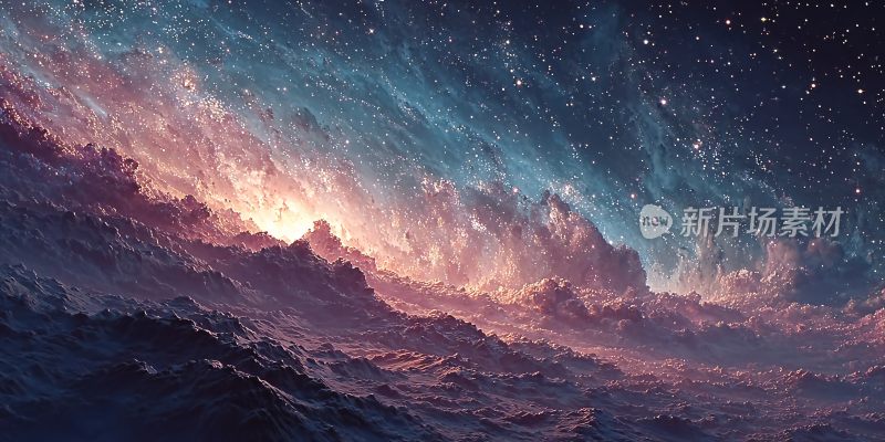 梦幻绚丽的星空云海景象