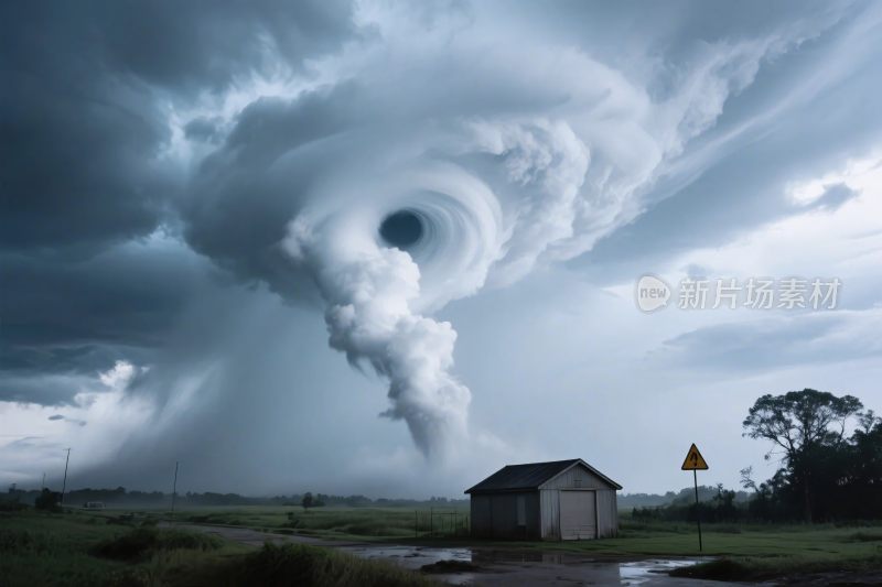 龙卷风与乡村场景