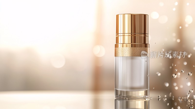 奢华金色护肤品瓶特写