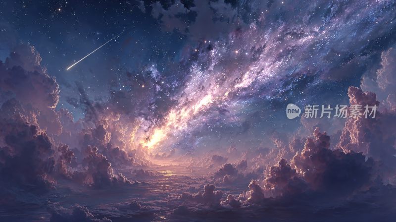 梦幻星空下的云海景象