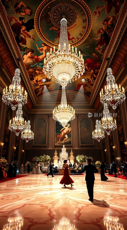 华丽大厅里的优雅舞会
