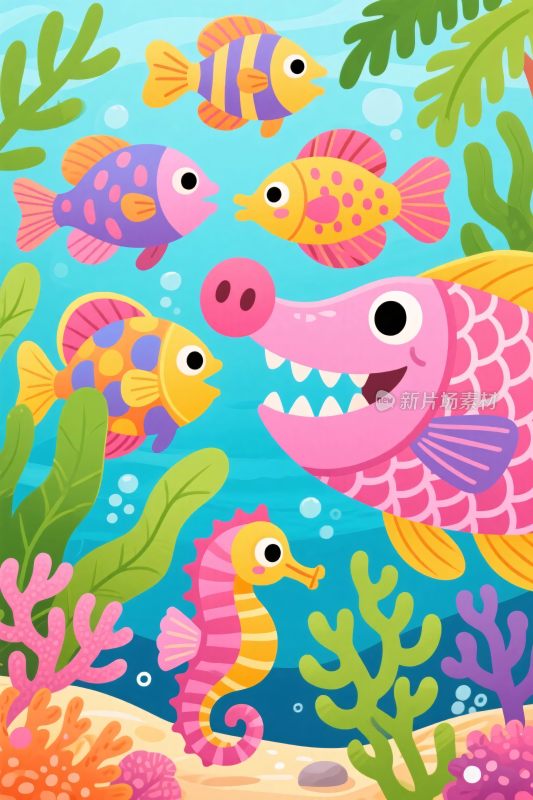 卡通海洋生物插画