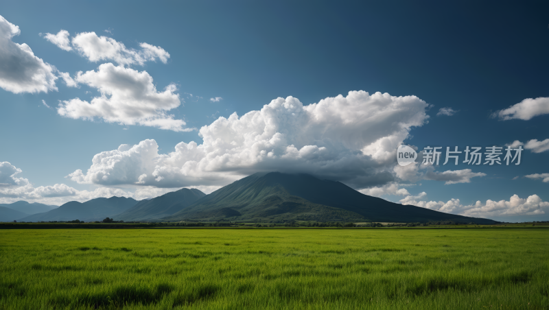 一片绿草如茵的田野风景风光高清图片