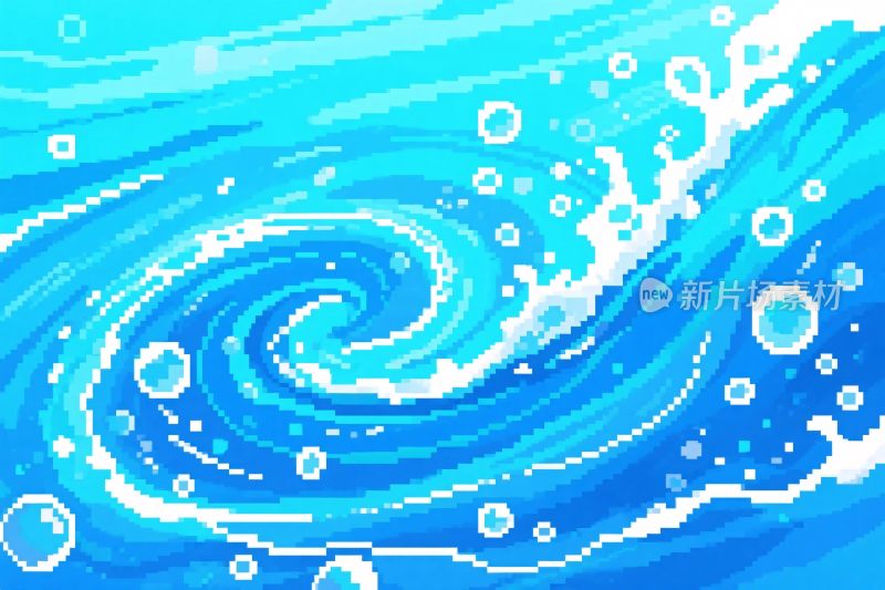 蓝色水流漩涡插画