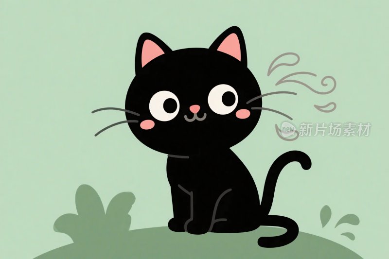 可爱卡通黑猫插画