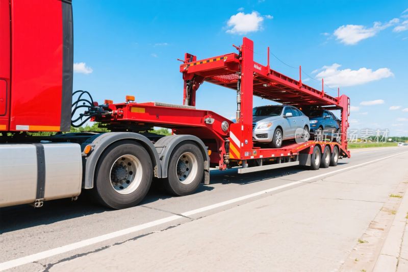 红色载货运输卡车
