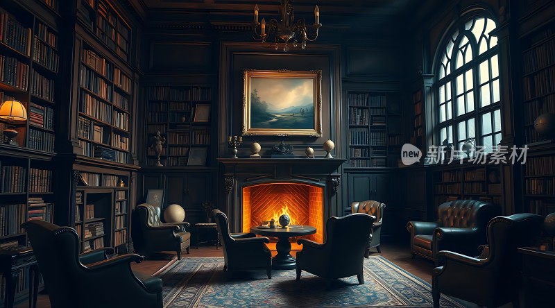 书房里的温暖夜晚