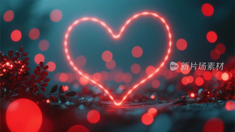 霓虹爱心光斑背景