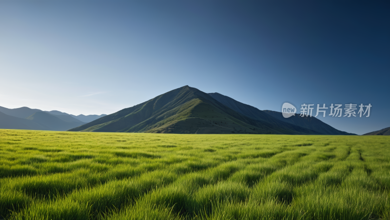 一片绿草如茵的田野风景风光高清图片