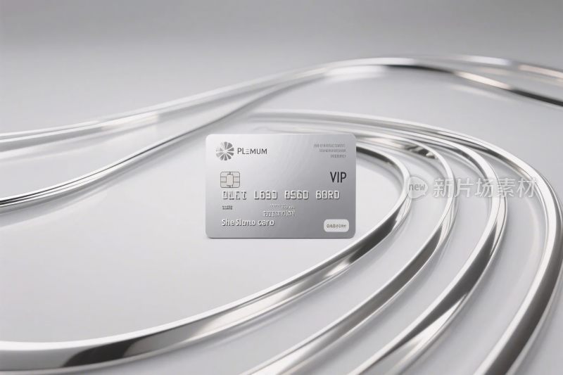银行卡与弧形银色线条