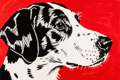 黑白斑点狗插画