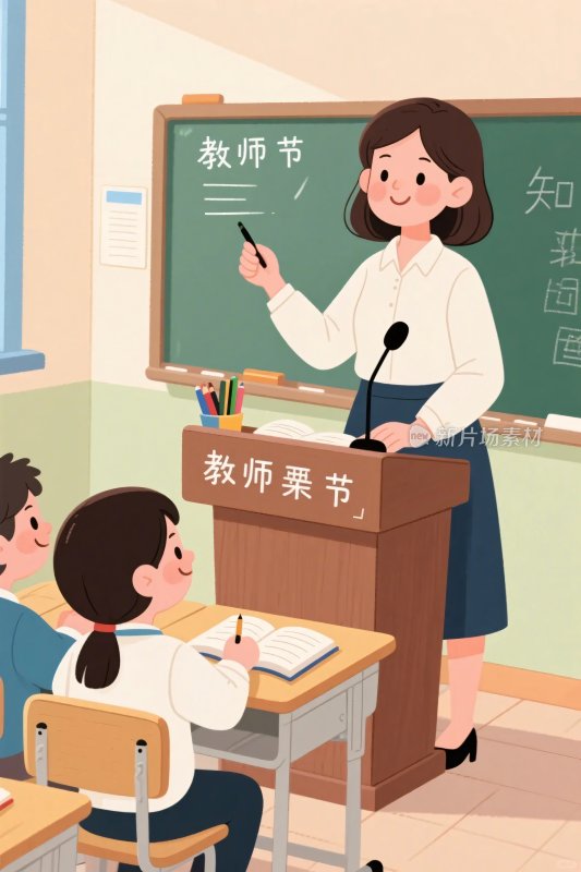 教师节课堂教师插画