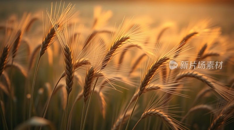 金色麦浪阳光下的丰收景象