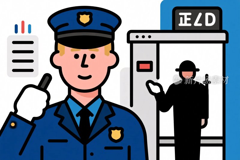 安保安检场景插画