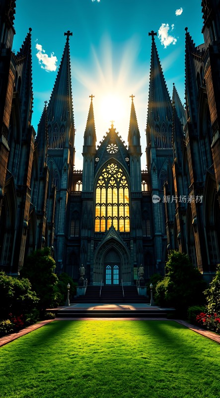 阳光下的宏伟教堂