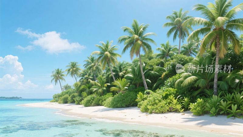 热带海滩风景插画