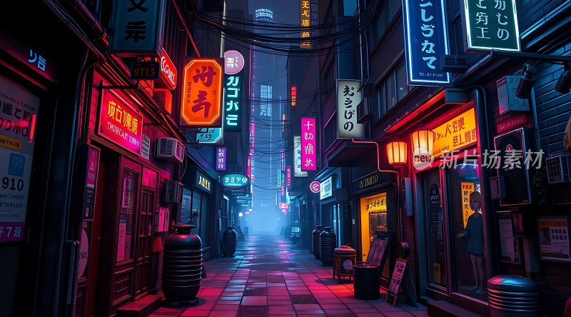 霓虹灯下的繁华街道