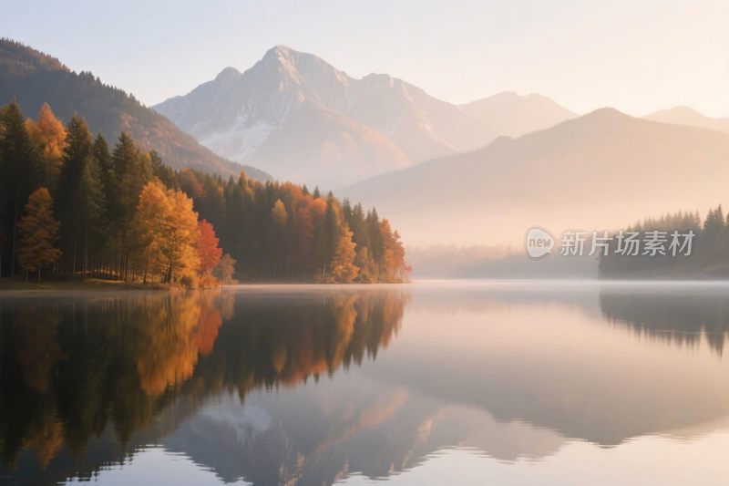 山水风光湖面倒影