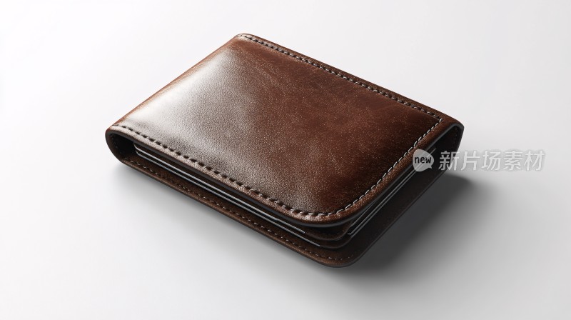 棕色皮革钱包特写