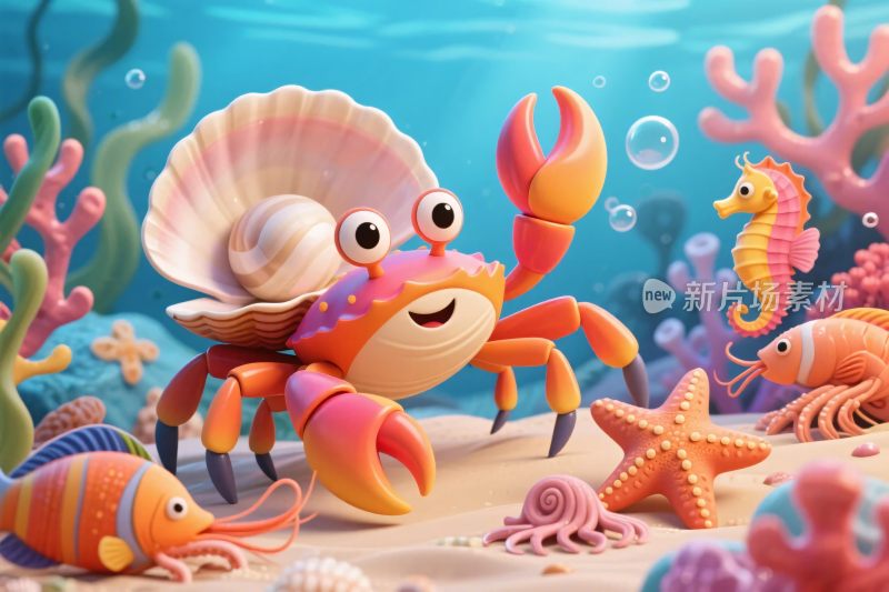 卡通海洋生物插画