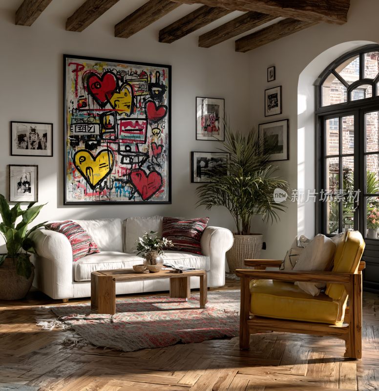 温馨现代风客厅室内场景