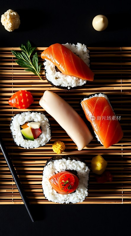 日式寿司拼盘色彩丰富食材新鲜