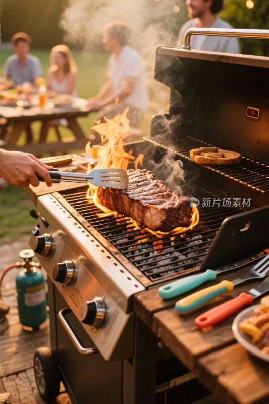 户外烧烤聚会场景
