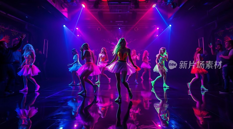 舞台灯光下的活力舞者