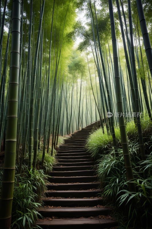 竹林小路的草图有台阶高清风景图片