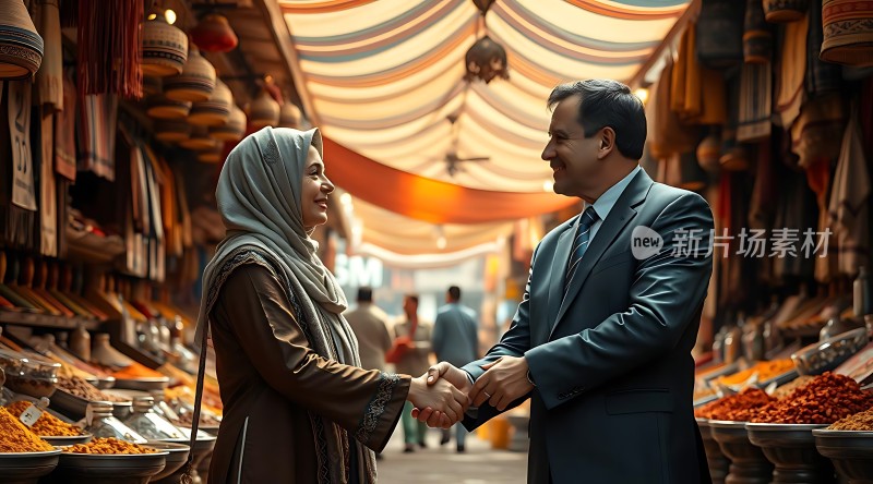 市场里的握手瞬间