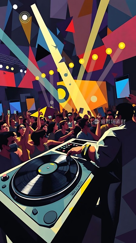 DJ掌控夜店节奏观众热情高涨