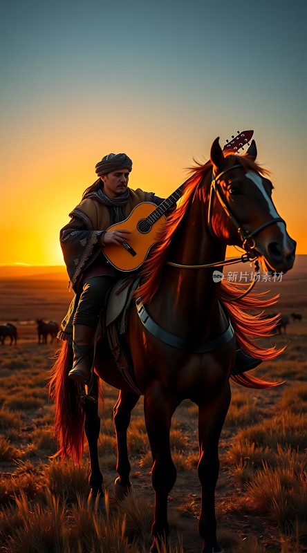 日落下的琴声与马背上的旋律