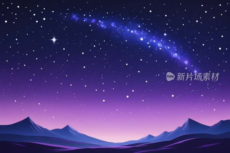 星空夜空有山脉和流星高清背景图片