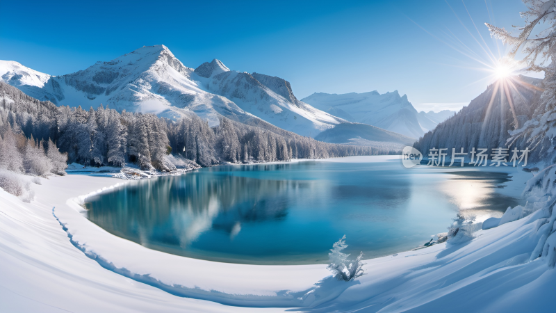 山峰 雪山湖面 雪山湖泊 唯美雪山