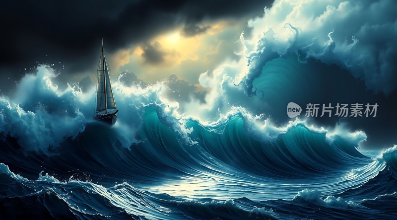 风暴中的帆船
